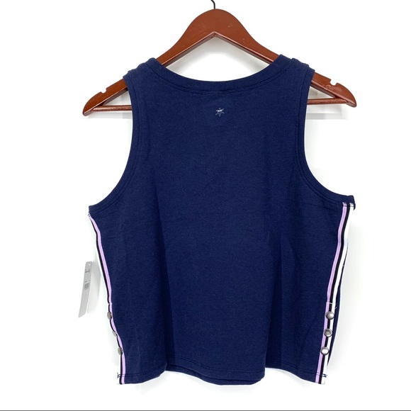 Splendid Active Navy Blue Striped Sleeveless Popover Sweatshirt Crewneck Tank - Picture 2 of 10